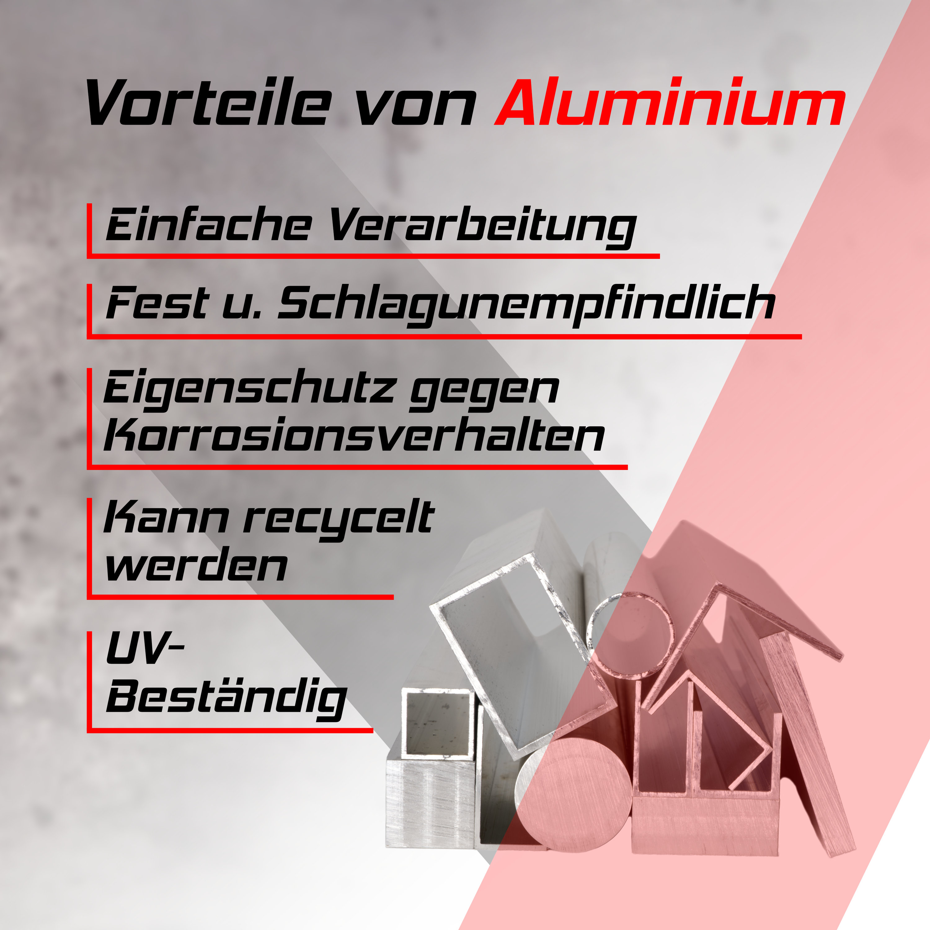 Aluminium Rechteckrohr / Werkstoff AlMgSi0,5